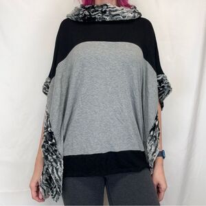 Cupio Women's Shawl Wrap Poncho Black Grey Gray S/M S SM Small M Med Medium Warm